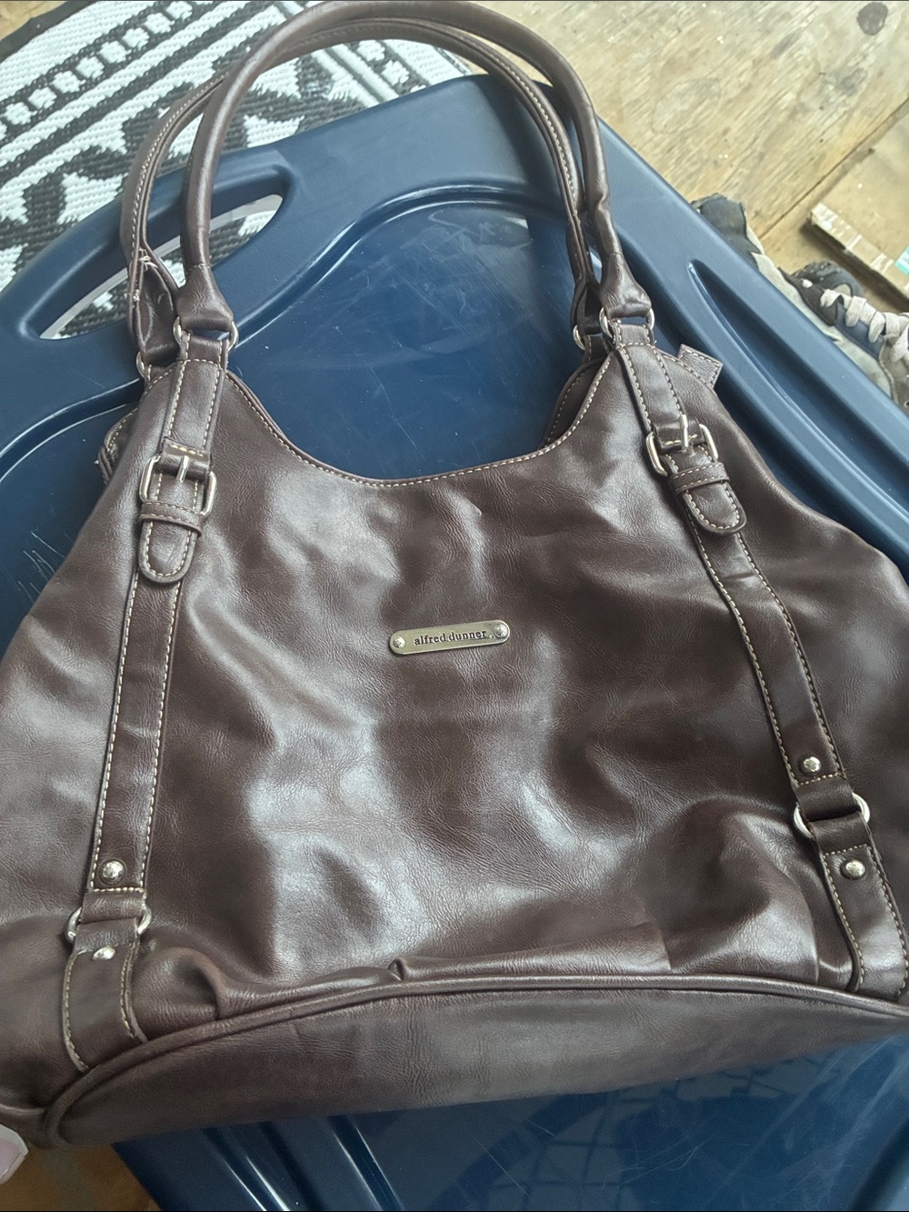 Alfred Dunner Chocolate Brown faux Leather Shoulder Tote